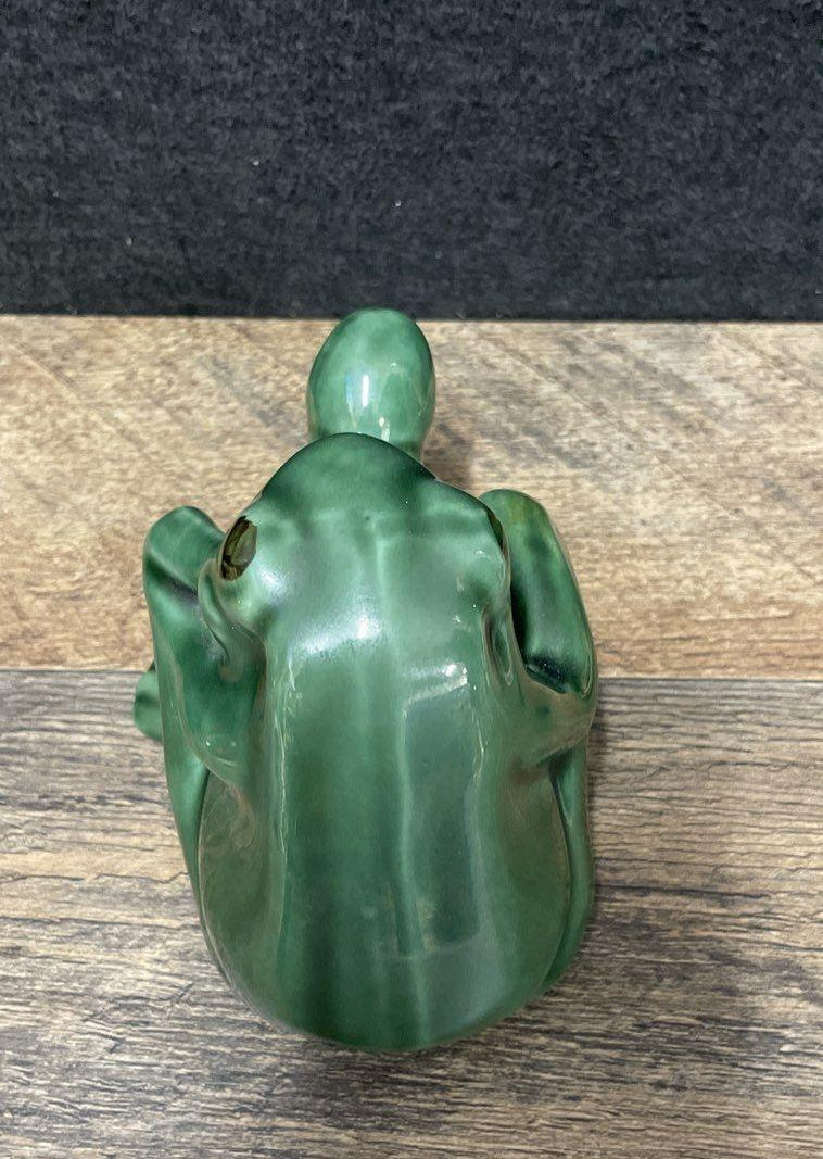 Scotty Vintage Green Ceramic Frog Figurine & Shot Glass Mug Set 2 Pc Novelty