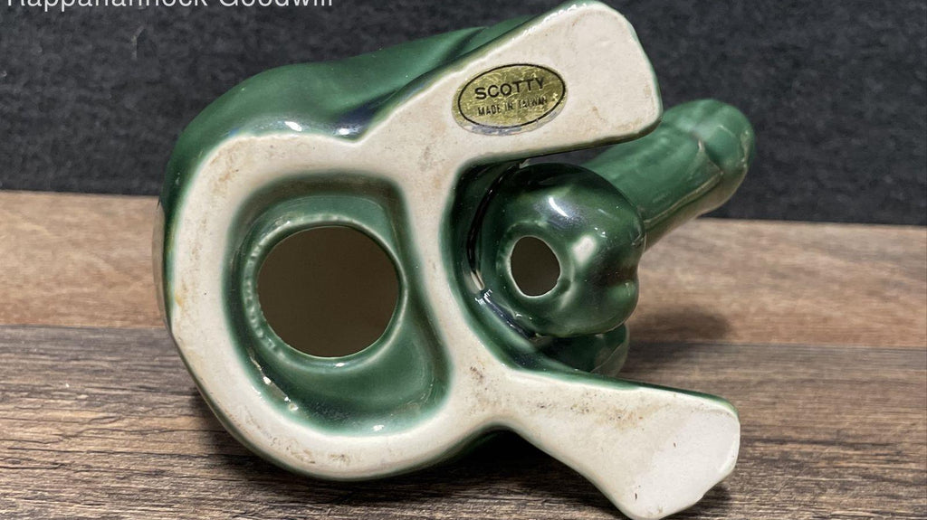 Scotty Vintage Green Ceramic Frog Figurine & Shot Glass Mug Set 2 Pc Novelty