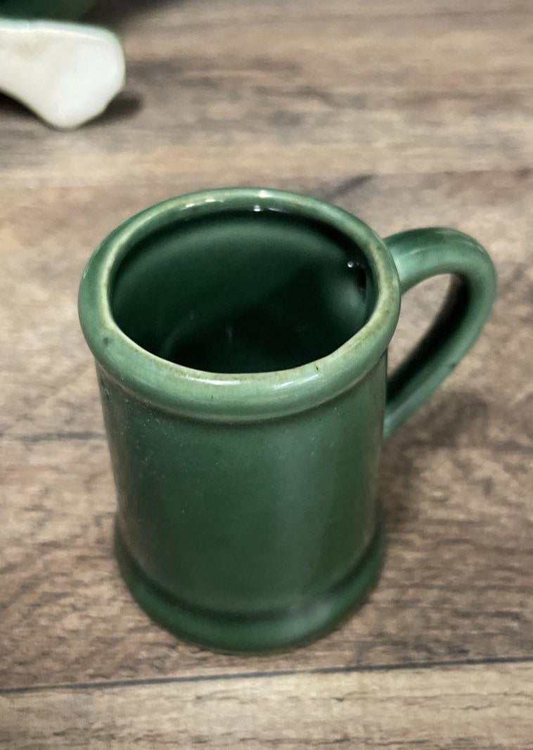 Scotty Vintage Green Ceramic Frog Figurine & Shot Glass Mug Set 2 Pc Novelty
