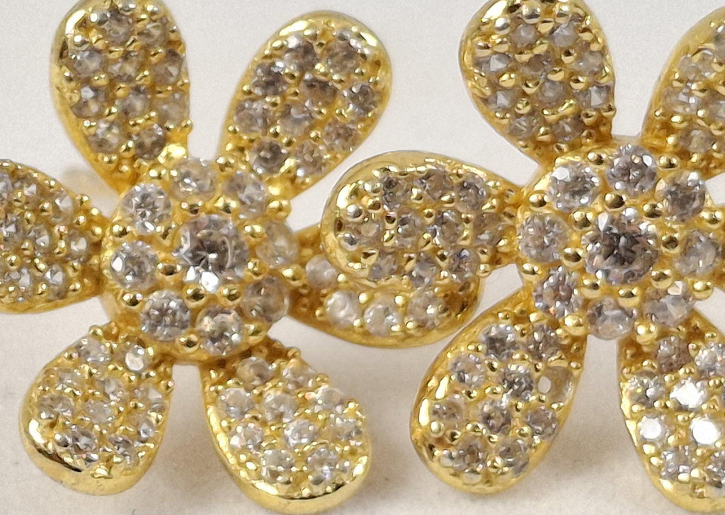 925 Gold Washed Silver & CZ Blossom Post Earrings