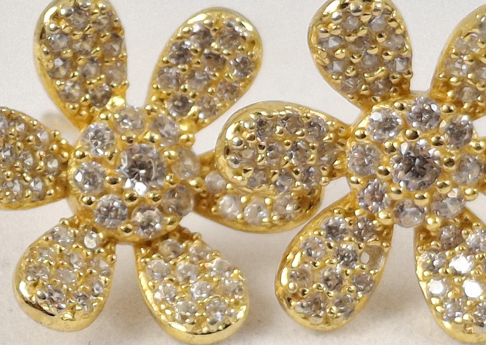 925 Gold Washed Silver & CZ Blossom Post Earrings