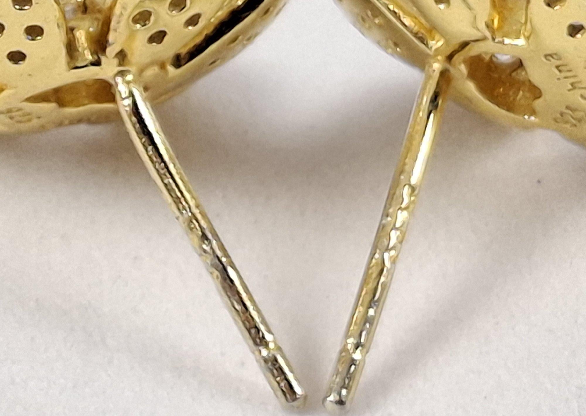 925 Gold Washed Silver & CZ Blossom Post Earrings