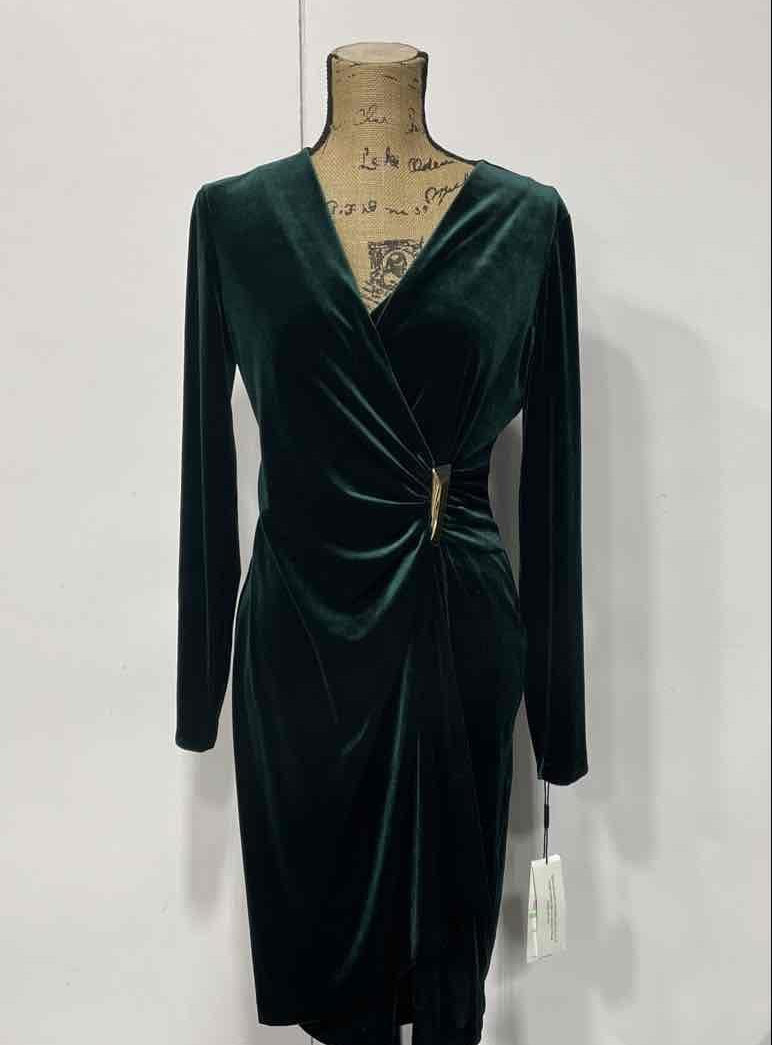 Calvin Klein Emerald Green Surplice Sheath Dress Size 8