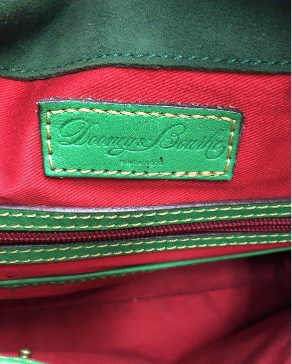 Dooney & Bourke Green Leather Satchel Handbag Crossbody Brass Hardware