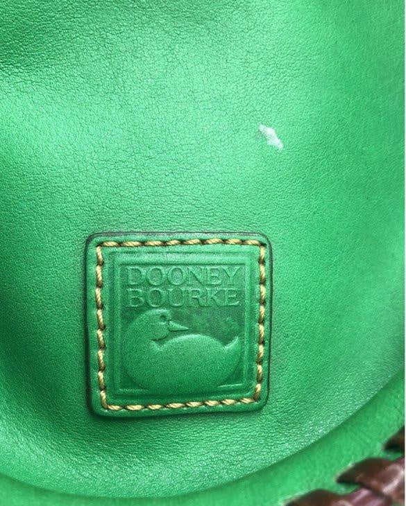 Dooney & Bourke Green Leather Satchel Handbag Crossbody Brass Hardware