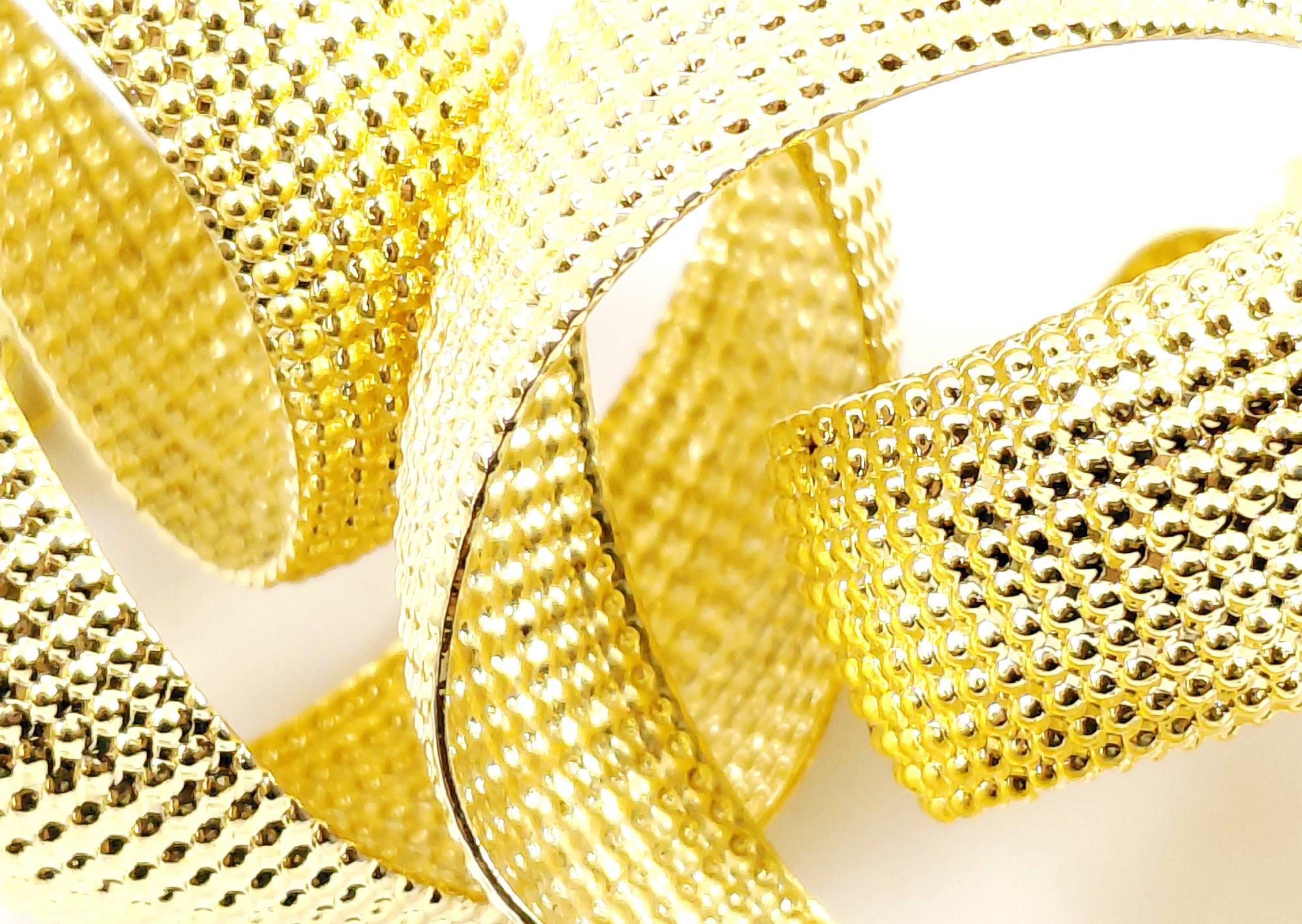 Norma Jean Gold Tone Textured Ribbon Clip On Statement Earrings