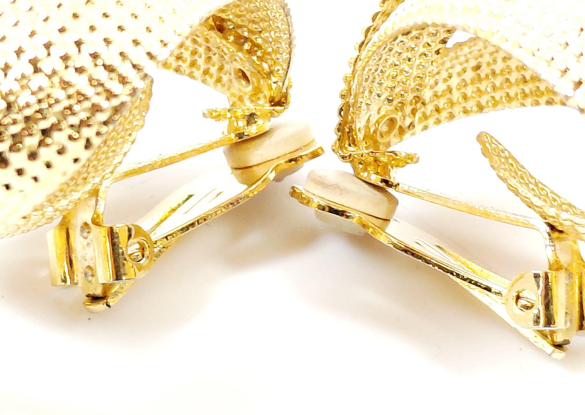Norma Jean Gold Tone Textured Ribbon Clip On Statement Earrings