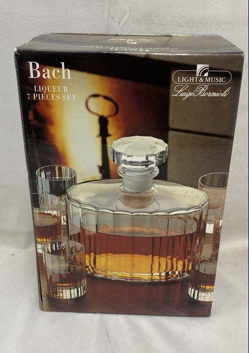 Luigi Bormioli Bach Liqueur 7 Piece Set Crystal Decanter 6 Glasses Vintage