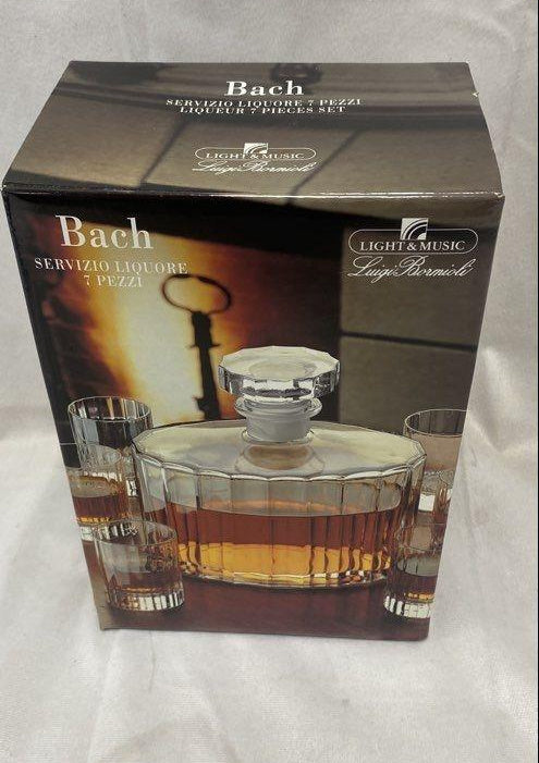 Luigi Bormioli Bach Liqueur 7 Piece Set Crystal Decanter 6 Glasses Vintage