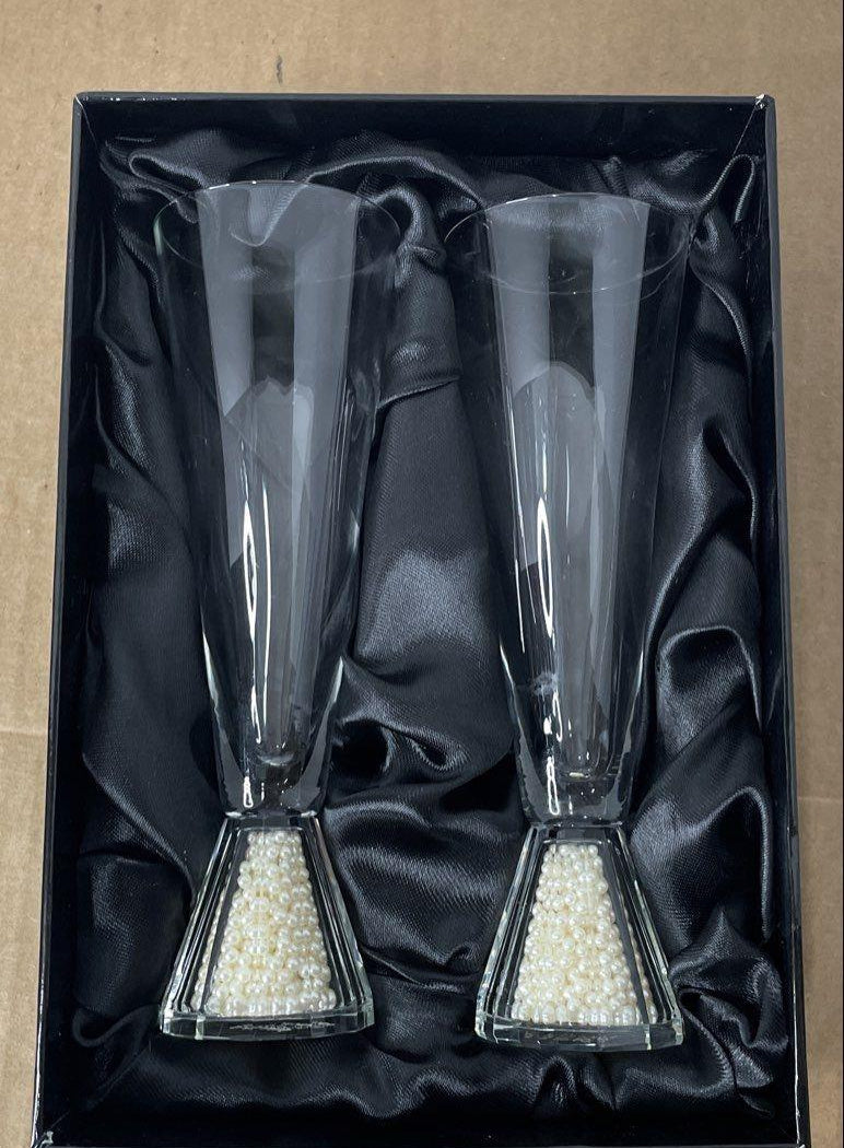 Saks Fifth Avenue Pearl Base Champagne Flutes Set of 2