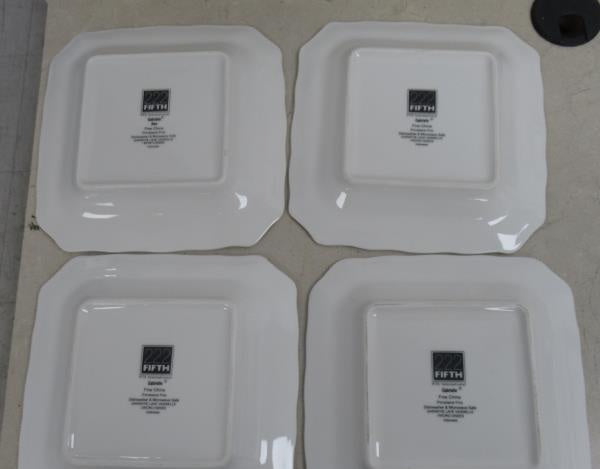 222 Fifth Winter Floral Red Square Salad Plates Set of 4