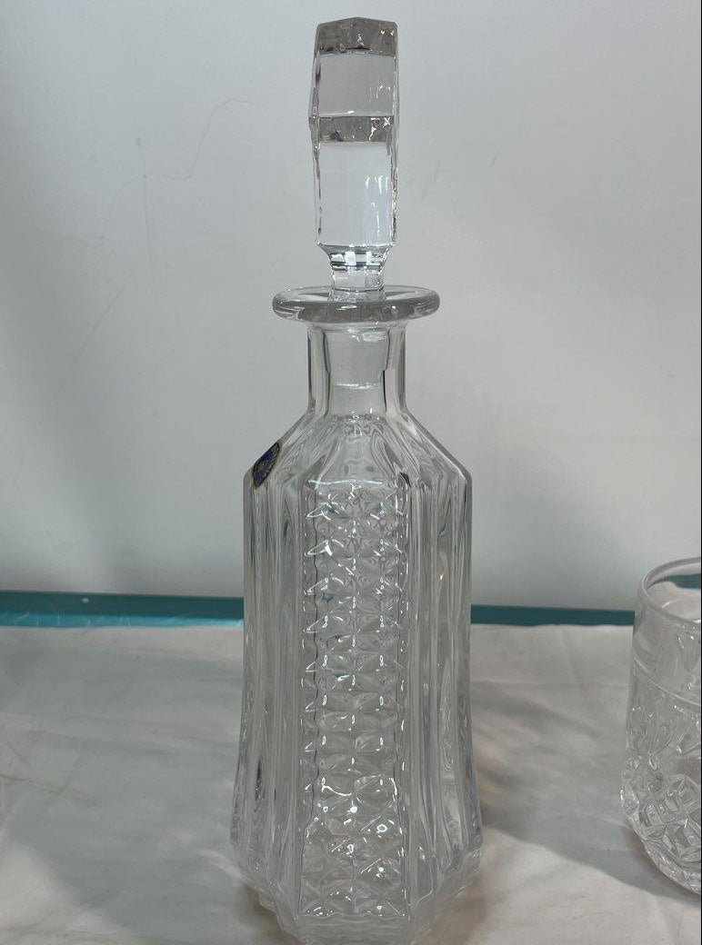 Bohemia Czech 24% Lead Crystal Decanter & 6 Tumbler Set