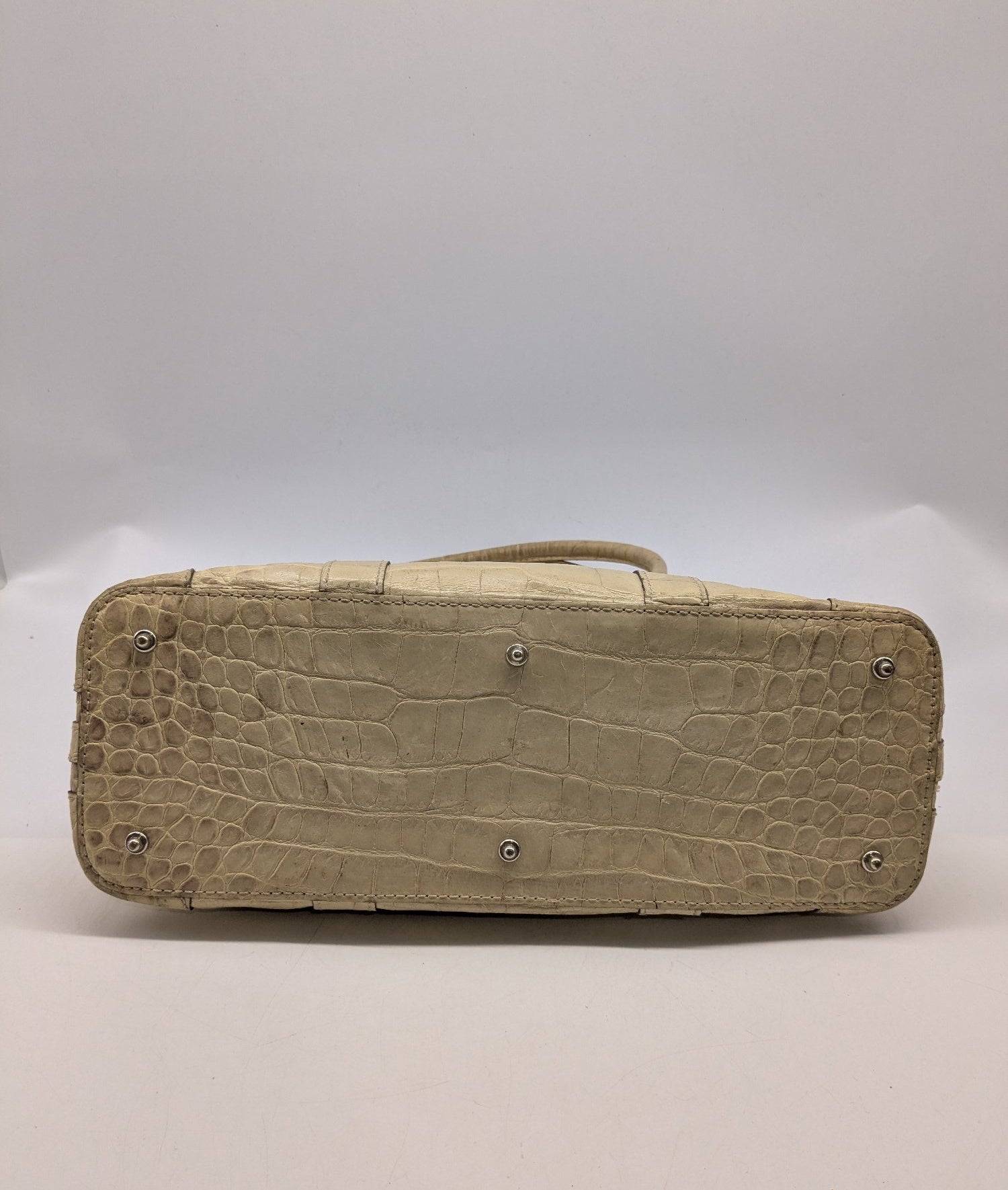 Authentic Dooney & Bourke Beige Crocodile-Embossed Leather Satchel