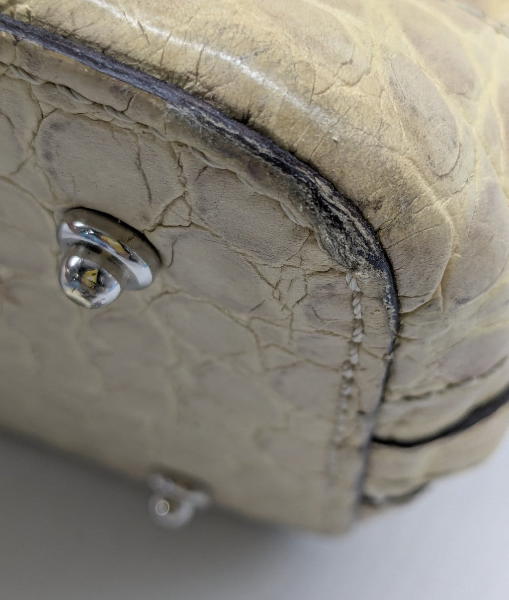 Authentic Dooney & Bourke Beige Crocodile-Embossed Leather Satchel