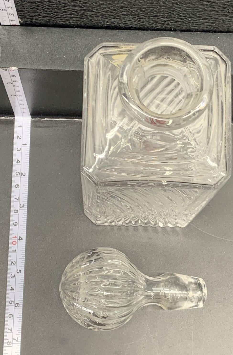 Cristallerie Lori Lead Crystal Decanter with Stopper Italy Swirl Pattern 12 Inch