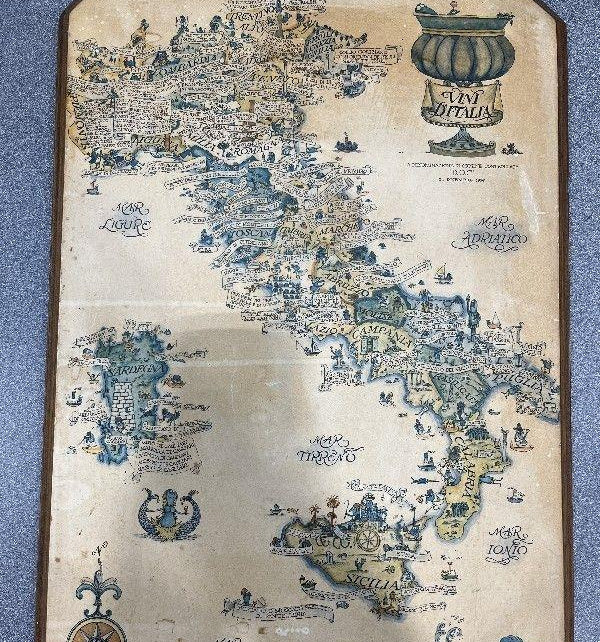1976 Vini d'Italia Wine Map of Italy by Oscar Conti