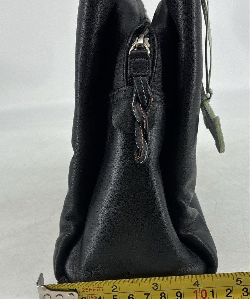 Radley London Black Leather Braided-Handle Shoulder Bag with Scottie Dog Charm