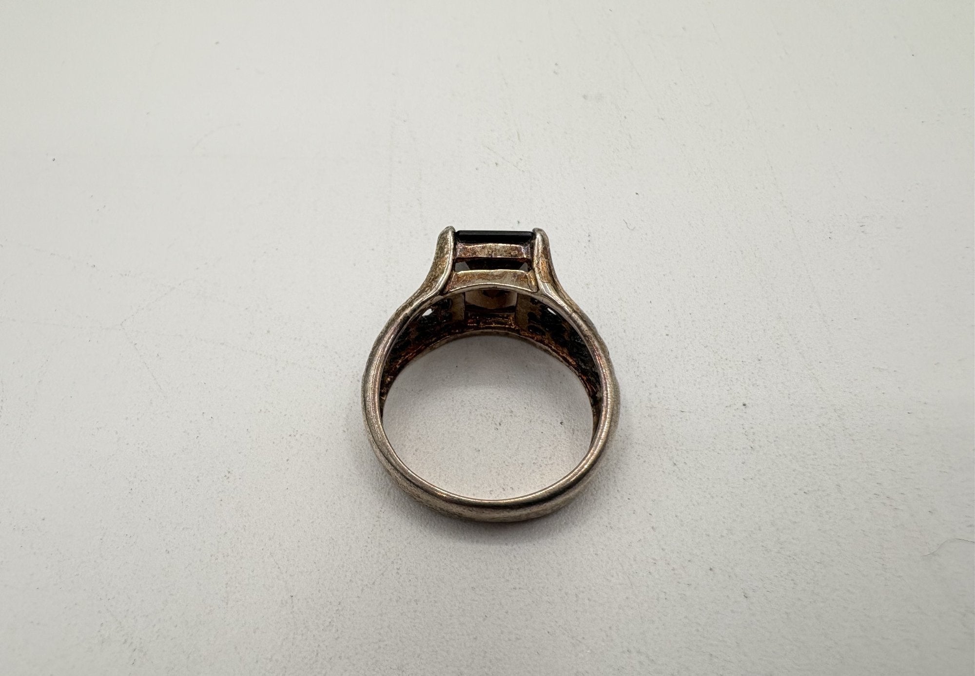 Sterling Signed NV Smoky Quartz Ring Size 6.75