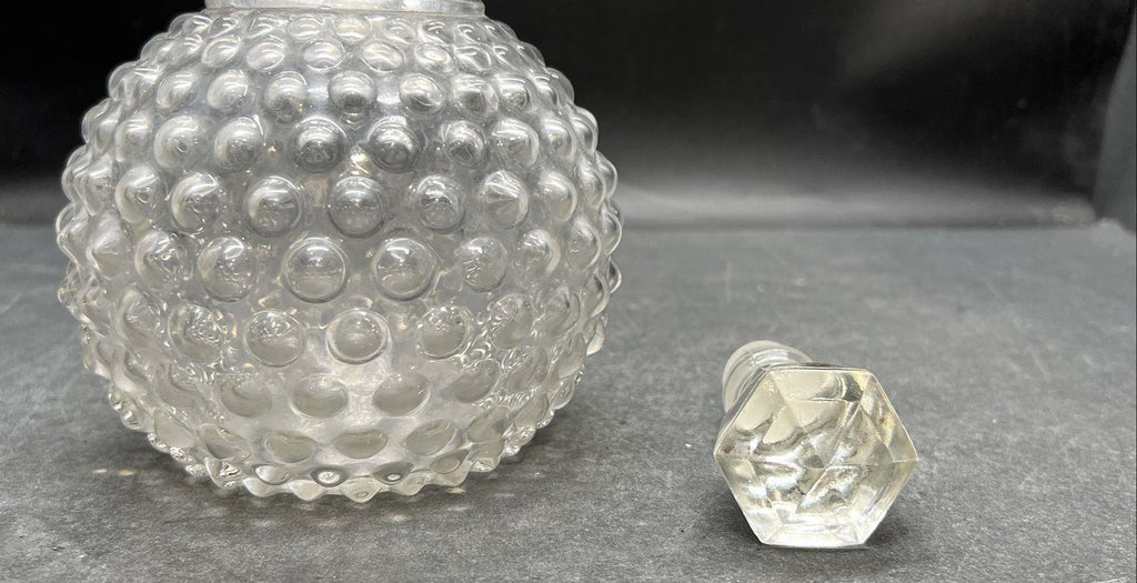 Hocking Style Glass Hobnail Crystal Tall Wine Decanter With Stopper