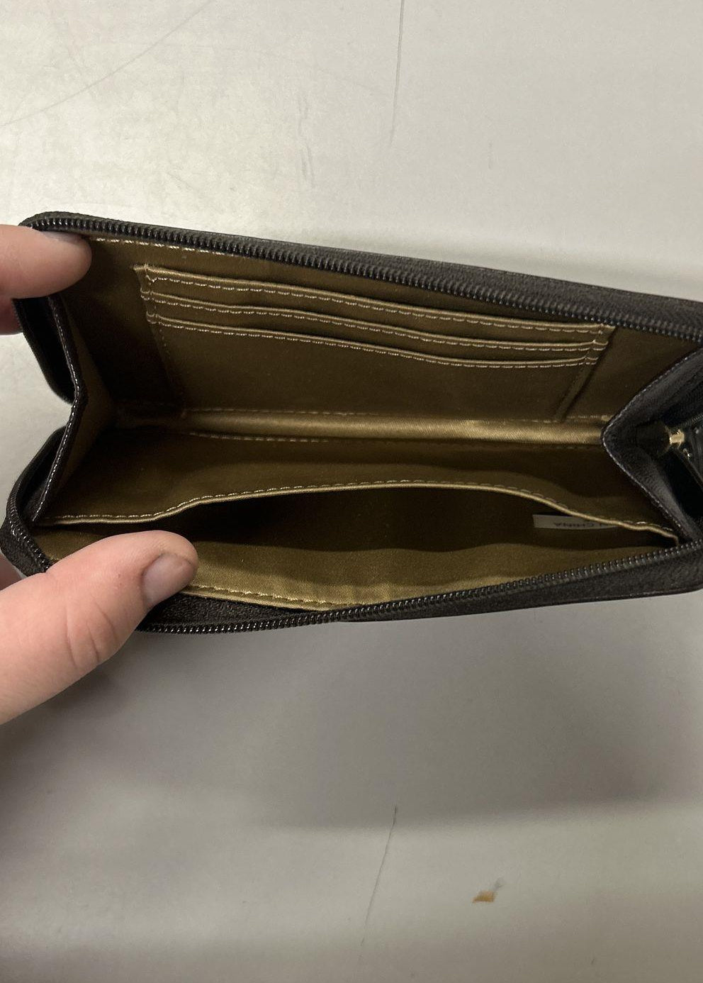 Coach Brown Zebra Print Zip-Around Wallet Wristlet