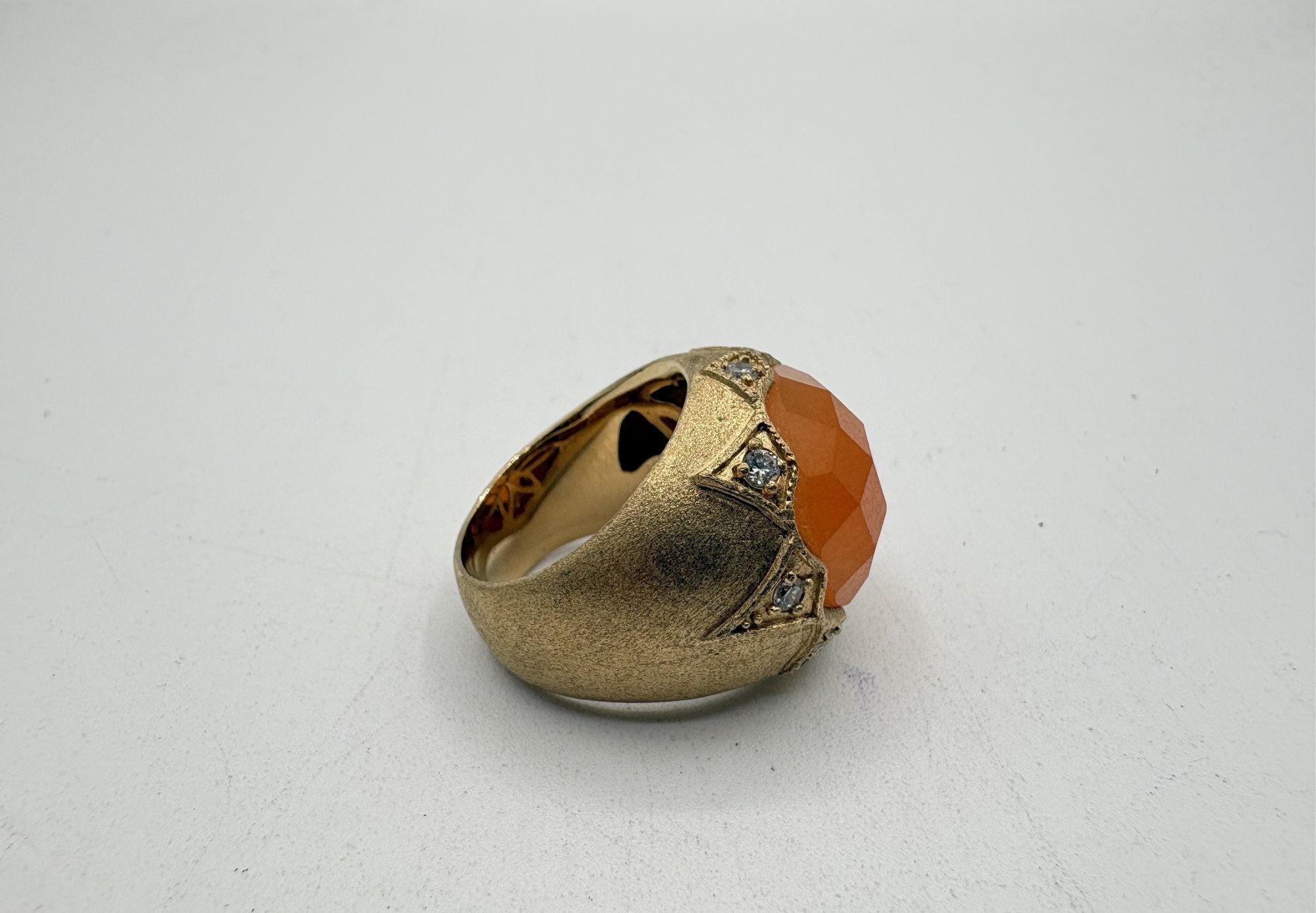 Rivka Friedman China Gold Clad Stone & CZ Statement Ring Size 7.5