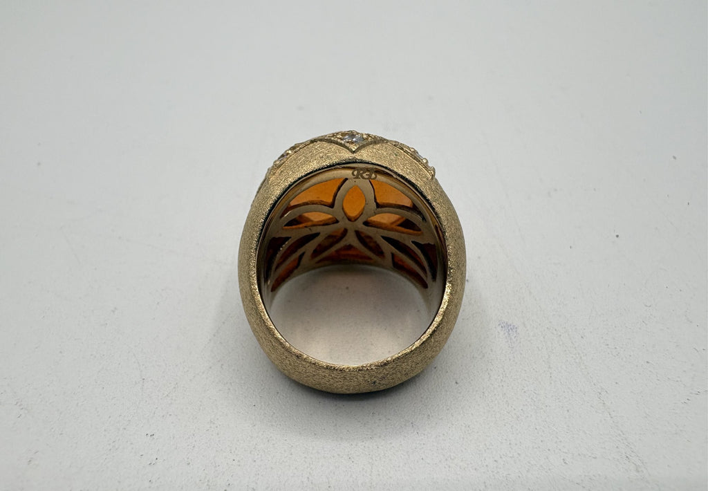 Rivka Friedman China Gold Clad Stone & CZ Statement Ring Size 7.5