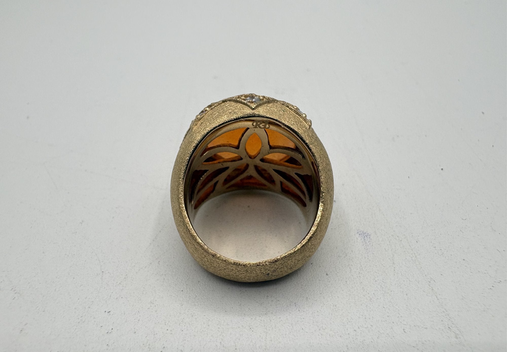 Rivka Friedman China Gold Clad Stone & CZ Statement Ring Size 7.5