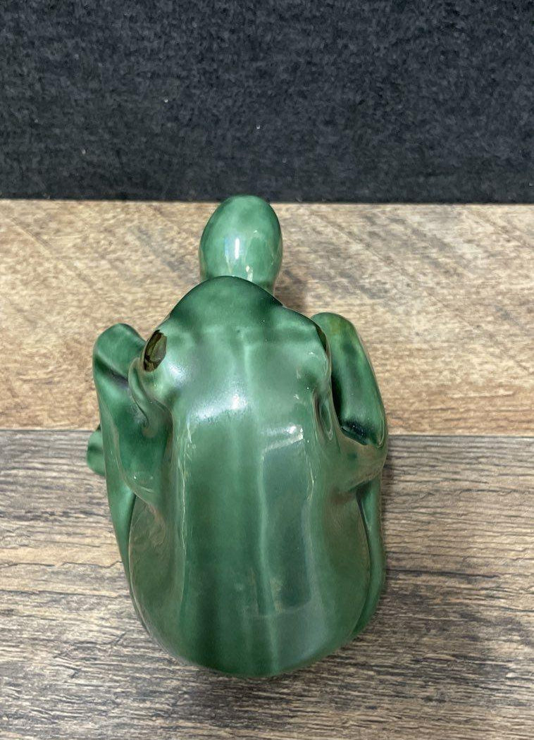 Scotty Green Ceramic Frog Figurine and Shot Mug Set