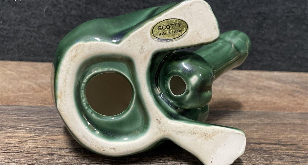 Scotty Green Ceramic Frog Figurine and Shot Mug Set