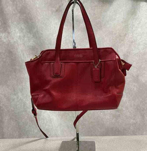 Coach Red Leather Stanton Carryall Satchel Crossbody Bag Gold Hardware