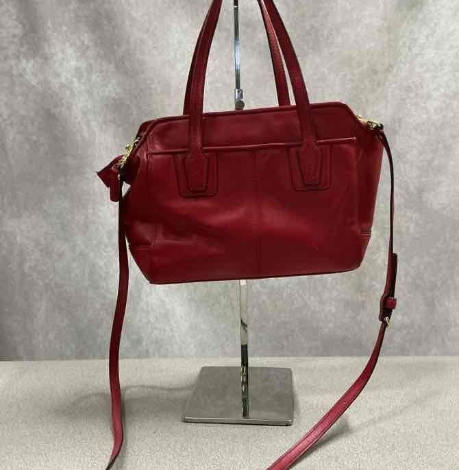 Coach Red Leather Stanton Carryall Satchel Crossbody Bag Gold Hardware