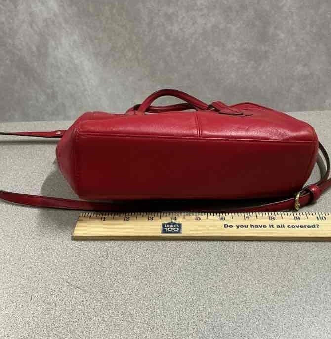 Coach Red Leather Stanton Carryall Satchel Crossbody Bag Gold Hardware