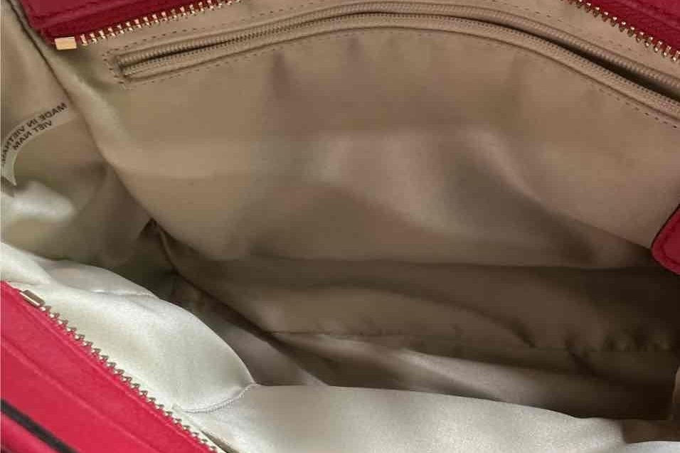 Coach Red Leather Stanton Carryall Satchel Crossbody Bag Gold Hardware