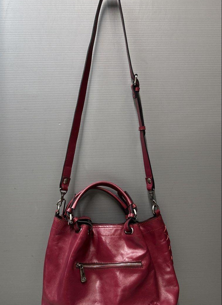 Patricia Nash Rometta Magenta Woven Leather Satchel with COA