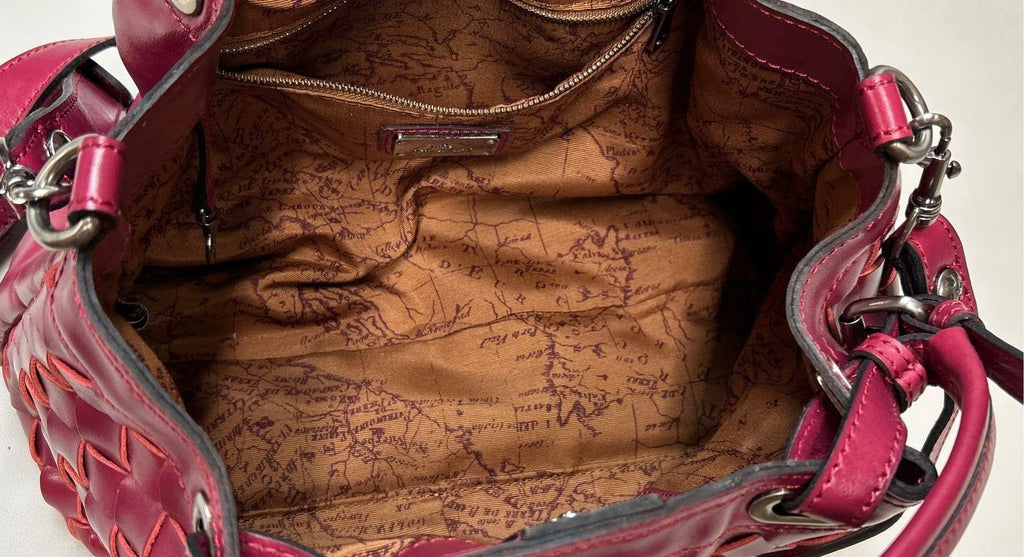 Patricia Nash Rometta Magenta Woven Leather Satchel with COA