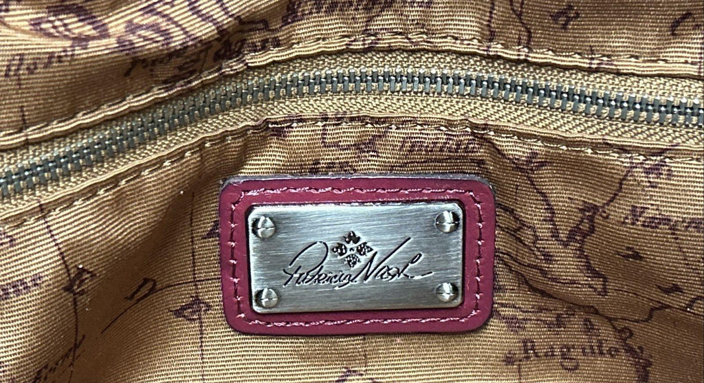 Patricia Nash Rometta Magenta Woven Leather Satchel with COA