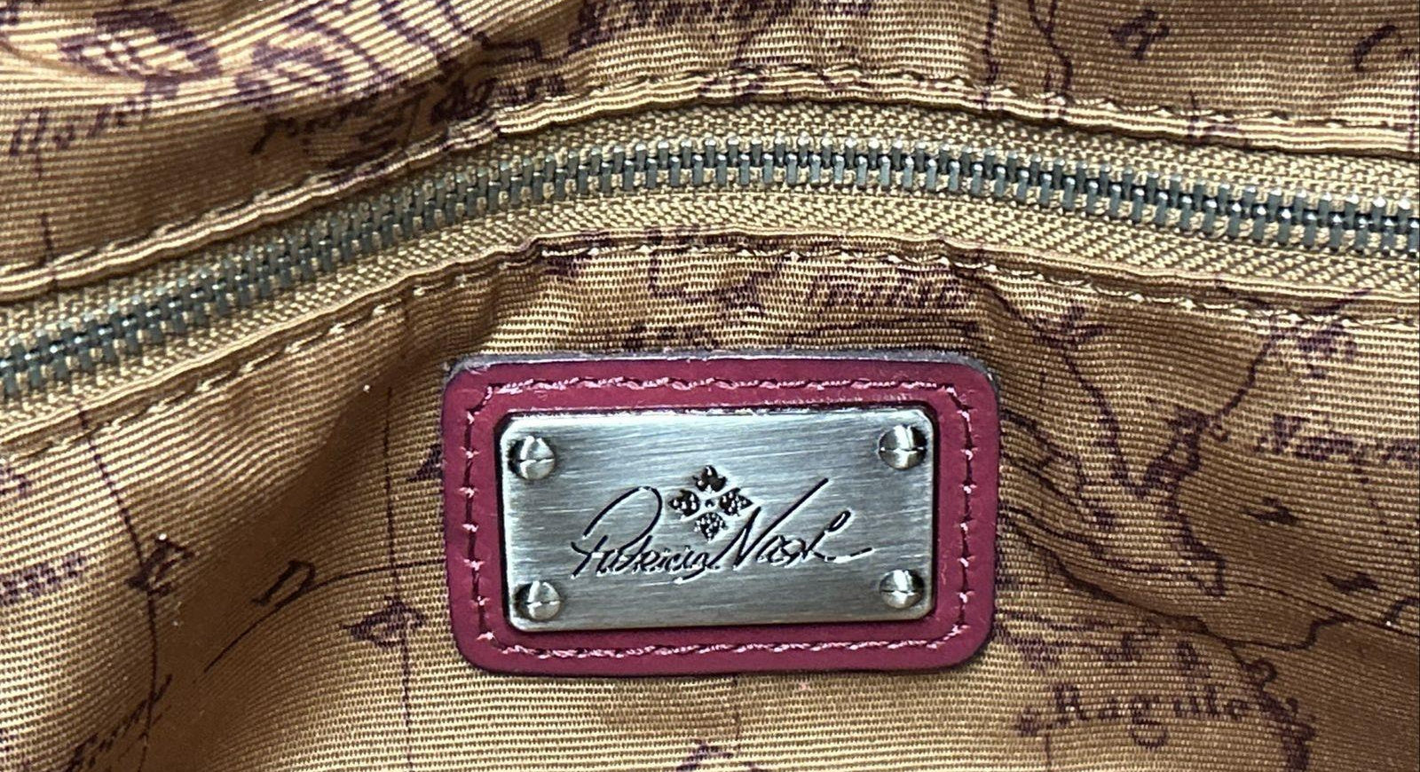 Patricia Nash Rometta Magenta Woven Leather Satchel with COA