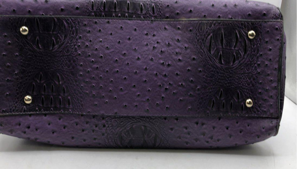 Purple Structured Satchel Handbag with Gold-Tone Lock