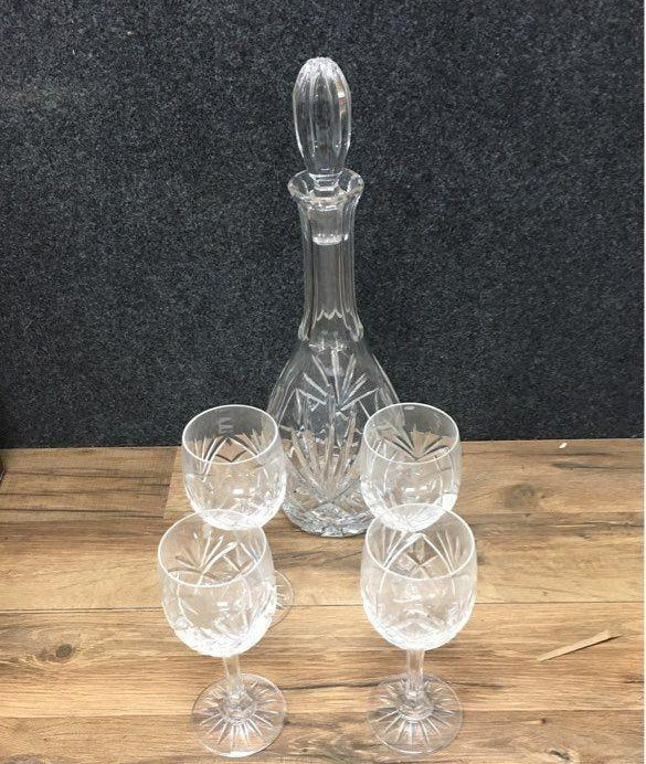 Noble Excellence Duke 5 Piece Cordial Set Decanter 4 Glasses Crystal Vintage
