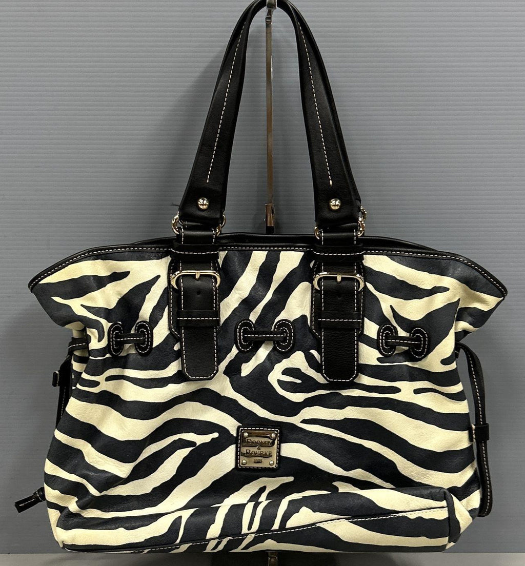 Dooney & Bourke Black & Cream Zebra Print Satchel Handbag