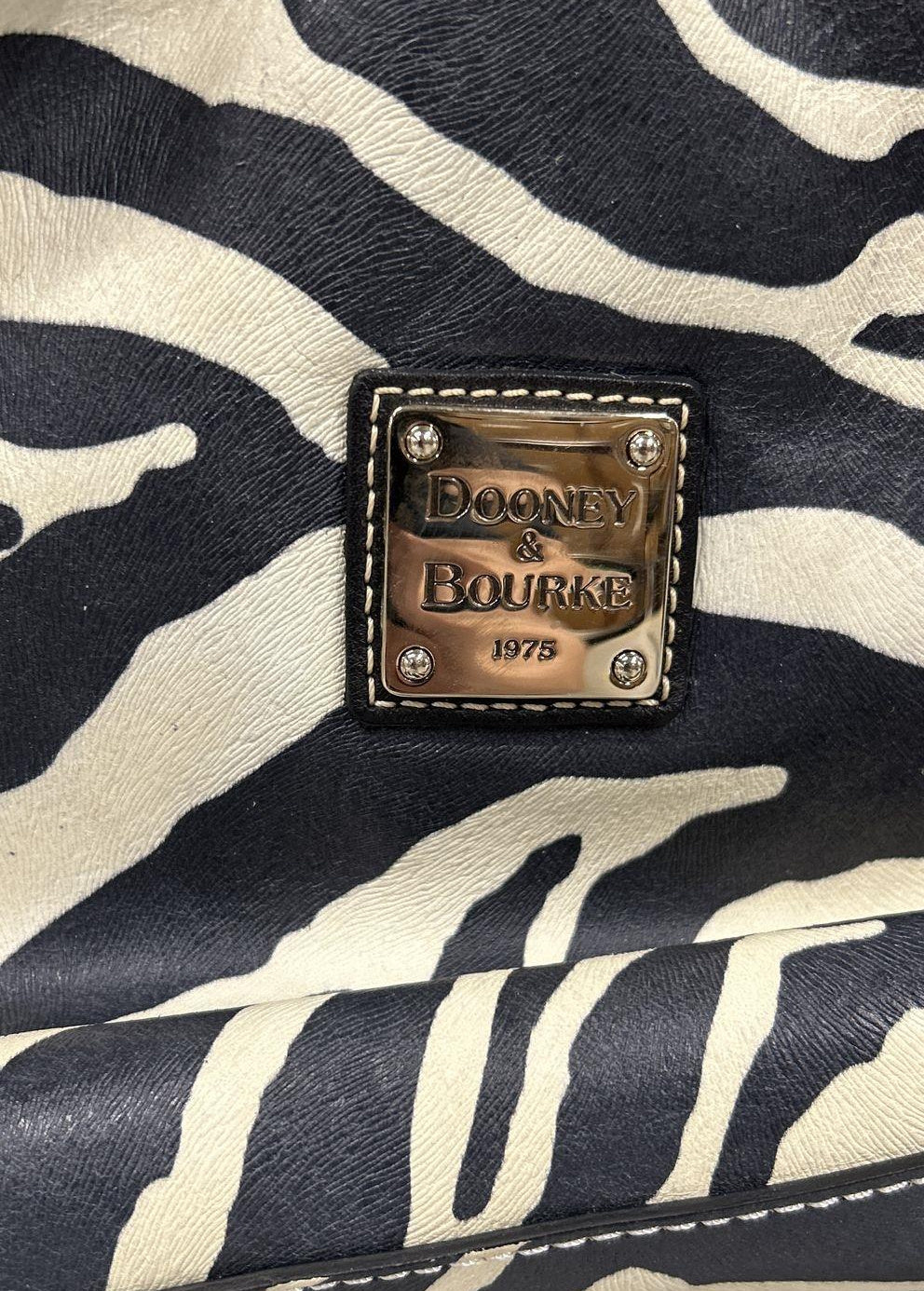 Dooney & Bourke Black & Cream Zebra Print Satchel Handbag