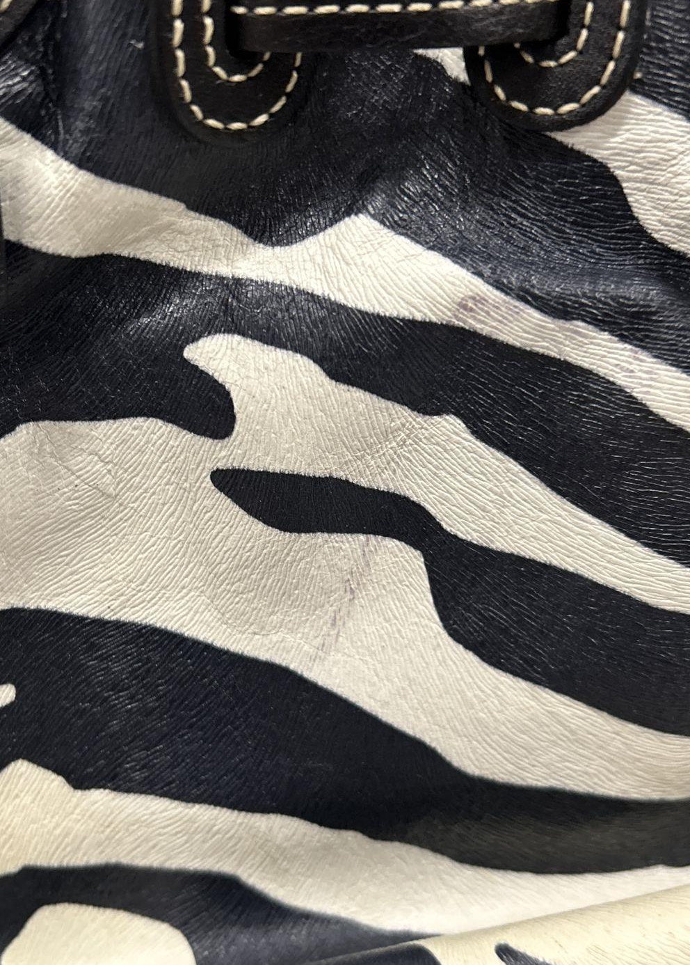 Dooney & Bourke Black & Cream Zebra Print Satchel Handbag