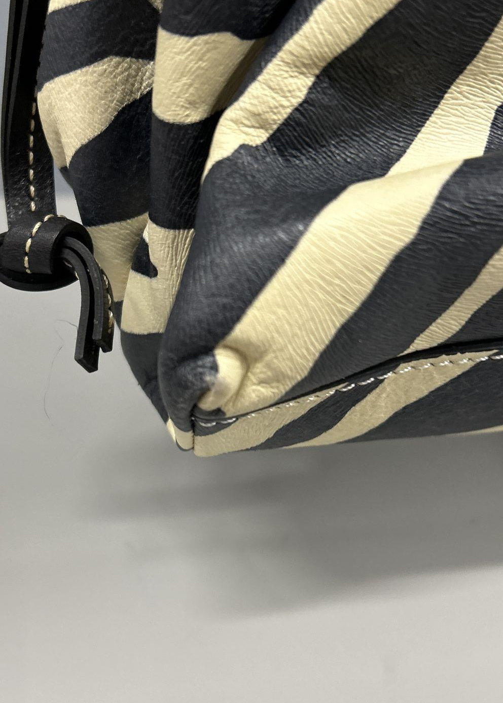 Dooney & Bourke Black & Cream Zebra Print Satchel Handbag