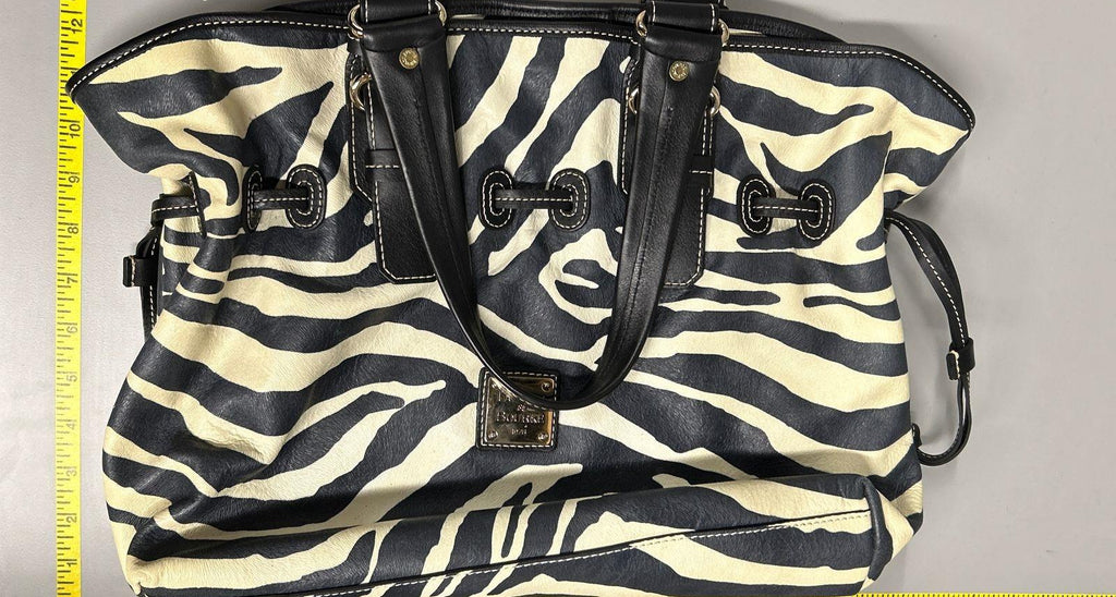 Dooney & Bourke Black & Cream Zebra Print Satchel Handbag