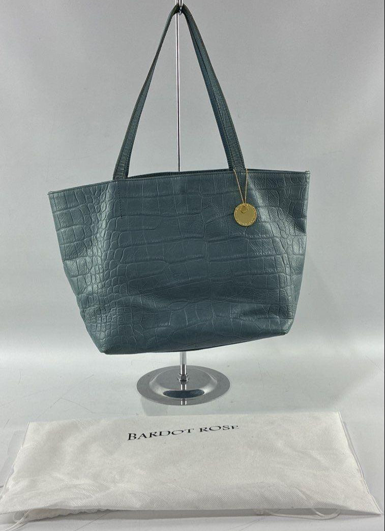 Bardot Rose Blue Embossed Leather Tote Bag