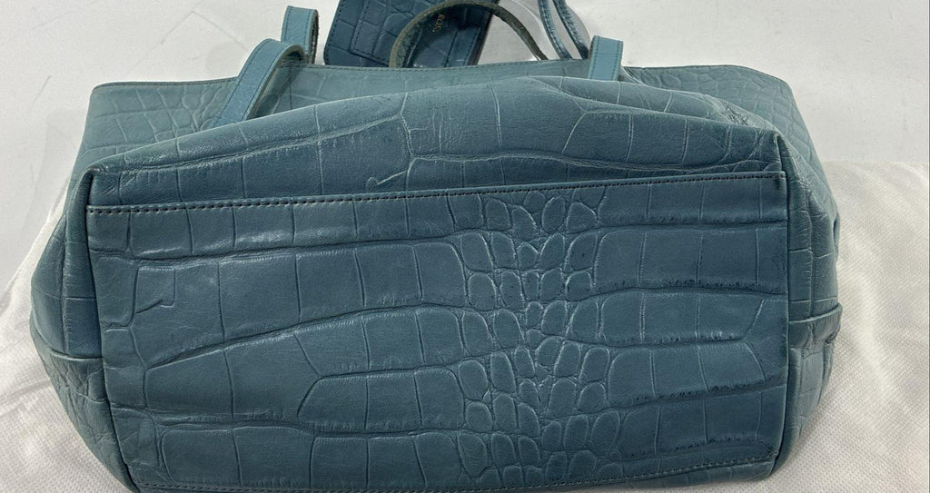 Bardot Rose Blue Embossed Leather Tote Bag