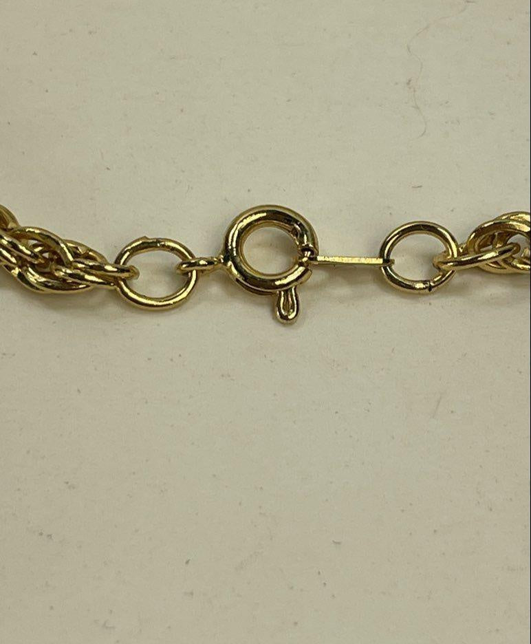 Vintage Gold-Tone Smoky Glass Floral Pendant Necklace 30 Inches