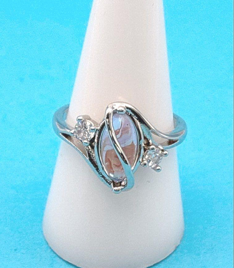 Sterling Silver 925 Marquise Glass Accent Ring