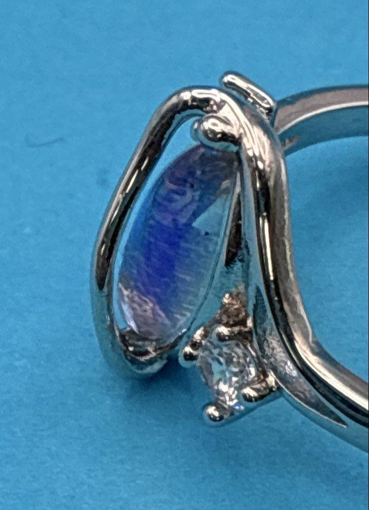 Sterling Silver 925 Marquise Glass Accent Ring