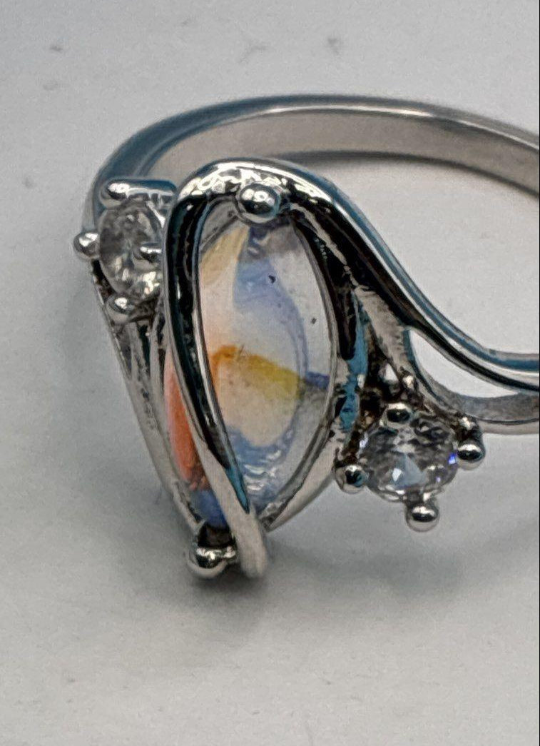 Sterling Silver 925 Marquise Glass Accent Ring